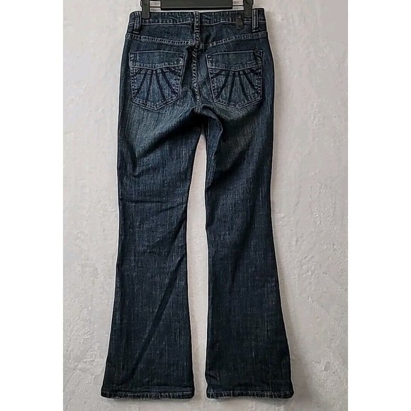 JAG Jeans Women's Size 2 Mid Rise Flare Leg Dark Wash Denim Wide Bell Bottoms - Picture 6 of 16